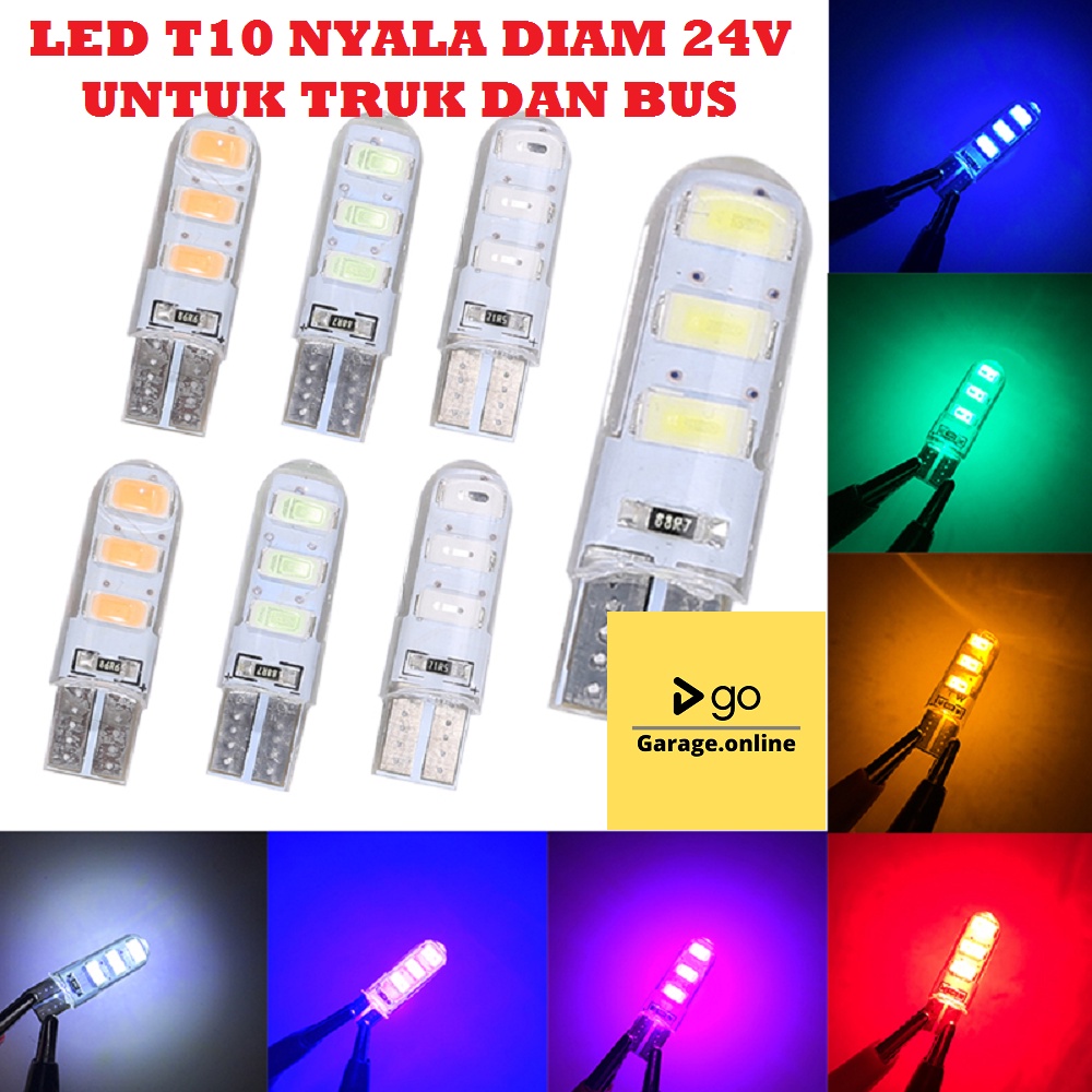 Lampu LED T10 DIAM JELLY WARNA WARNI 24V LAMPU SENJA SEIN ATRET SERBAGUNA PLAT TRUK BUS UNIVERSAL NYALA DIAM TERANG AWET TAHAN LAMA SMD PUTIH MERAH HIJAU PINK KUNING BIRU ICY BLUE READY BUKAN KEDIP STROBO