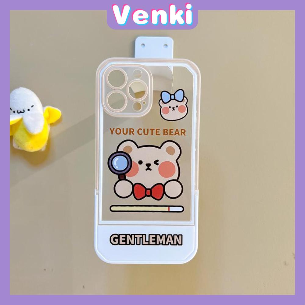 iPhone Case Acrylic Invisible Folding Stand Silicone Soft Case Airbag Shockproof Camera Cover Bear Cute Cartoon Compatible For iPhone 11 Pro Max 13 Pro Max 12 Pro Max 7Plus XS Max