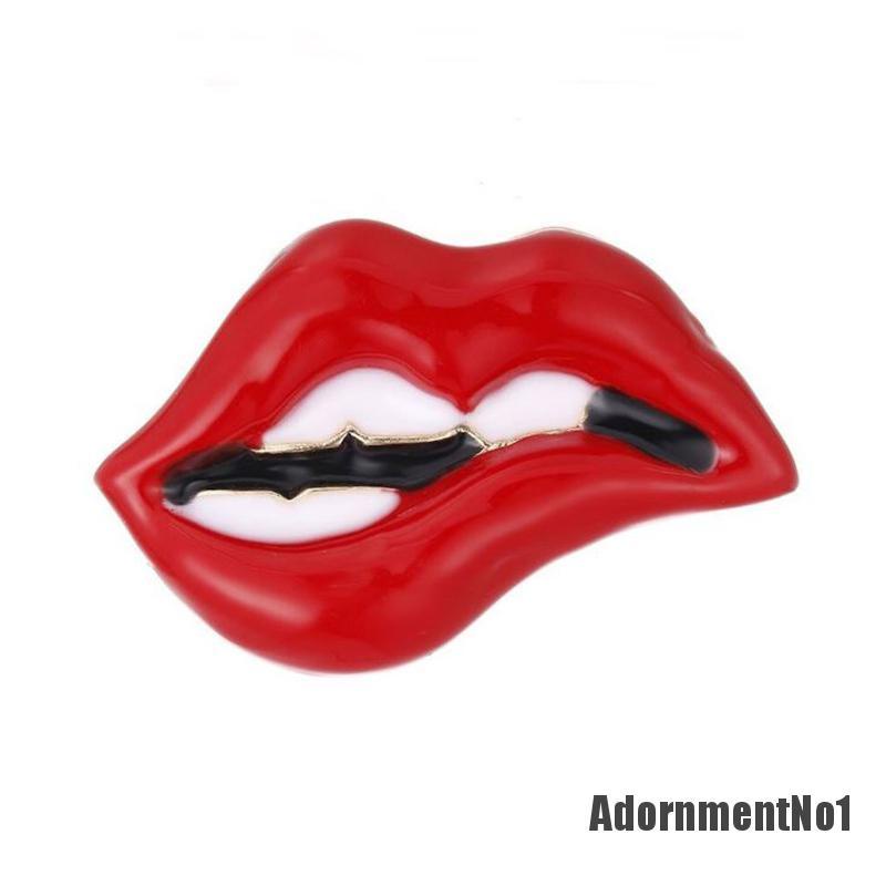 (Adornmentno1) Bros Pin Bentuk Bibir Merah Untuk Wanita