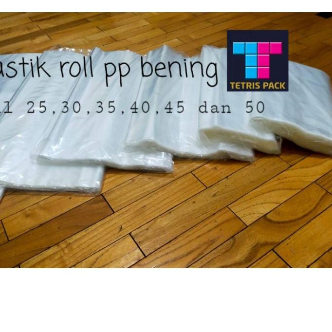 plastik roll bening ukuran 25 sampai 60 cm