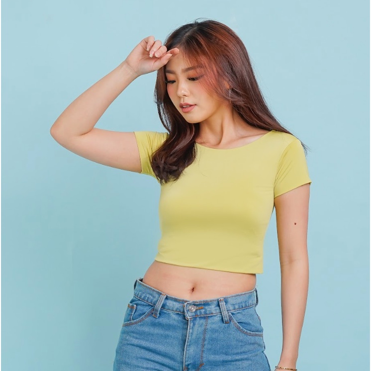 MODAVIE - LIV CROP TOP Baju Wanita Crop Top Korea Crop Tee