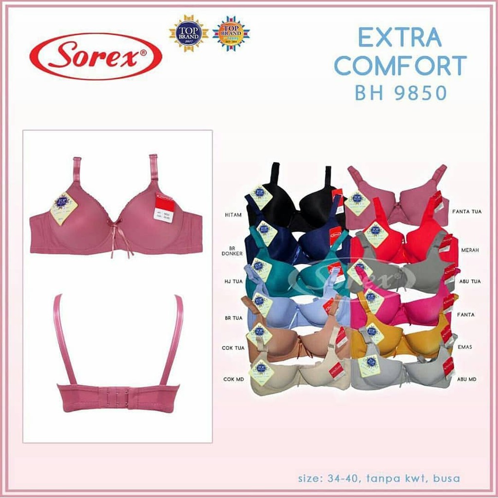 TS- BH SOREX 9850 EXTRA COMFORT NON KAWAT BANYAK PILIHAN WARNA