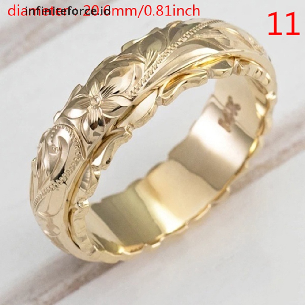 Cincin Ukir Bunga Lapis Emas 14k