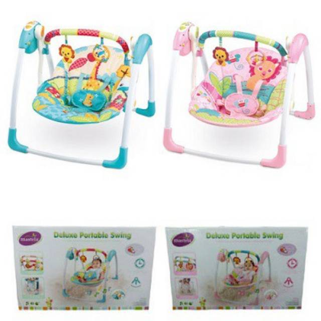 Mastela Deluxe Portable Swing Giraffe Blue &amp; Pink