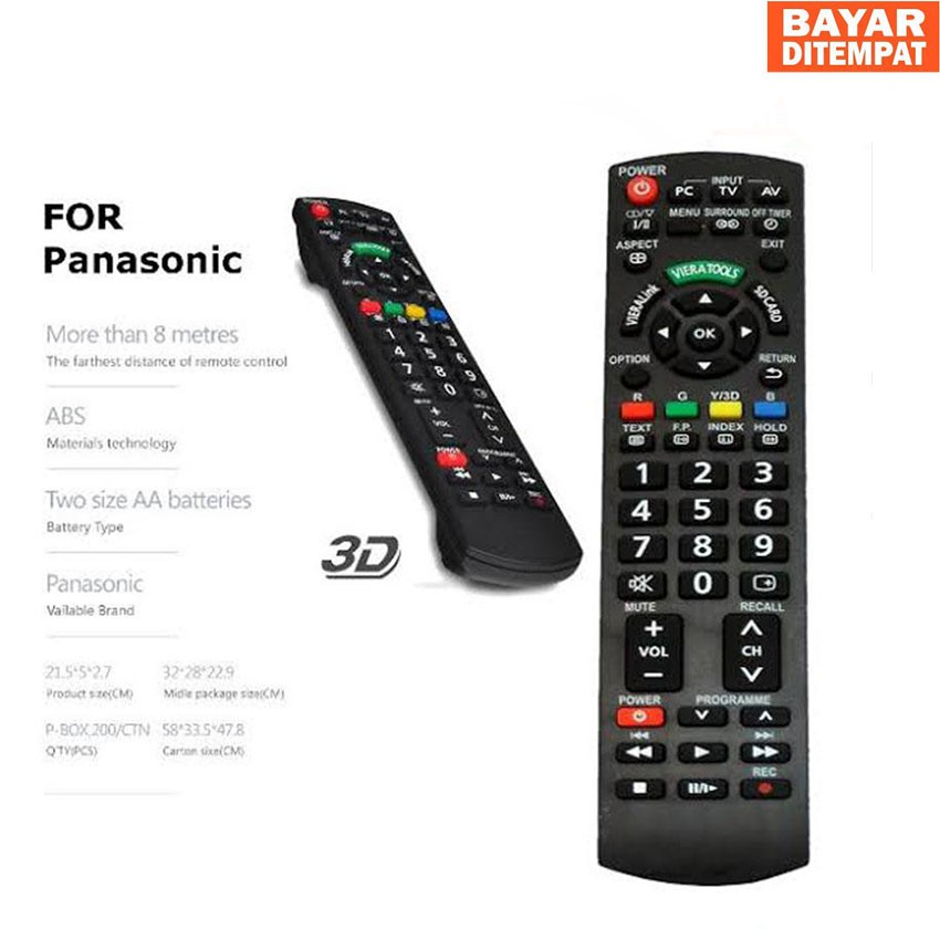 REMOTE TV LED/LCD PANASONIC HITAM PASTI CONEC VIERA DLL