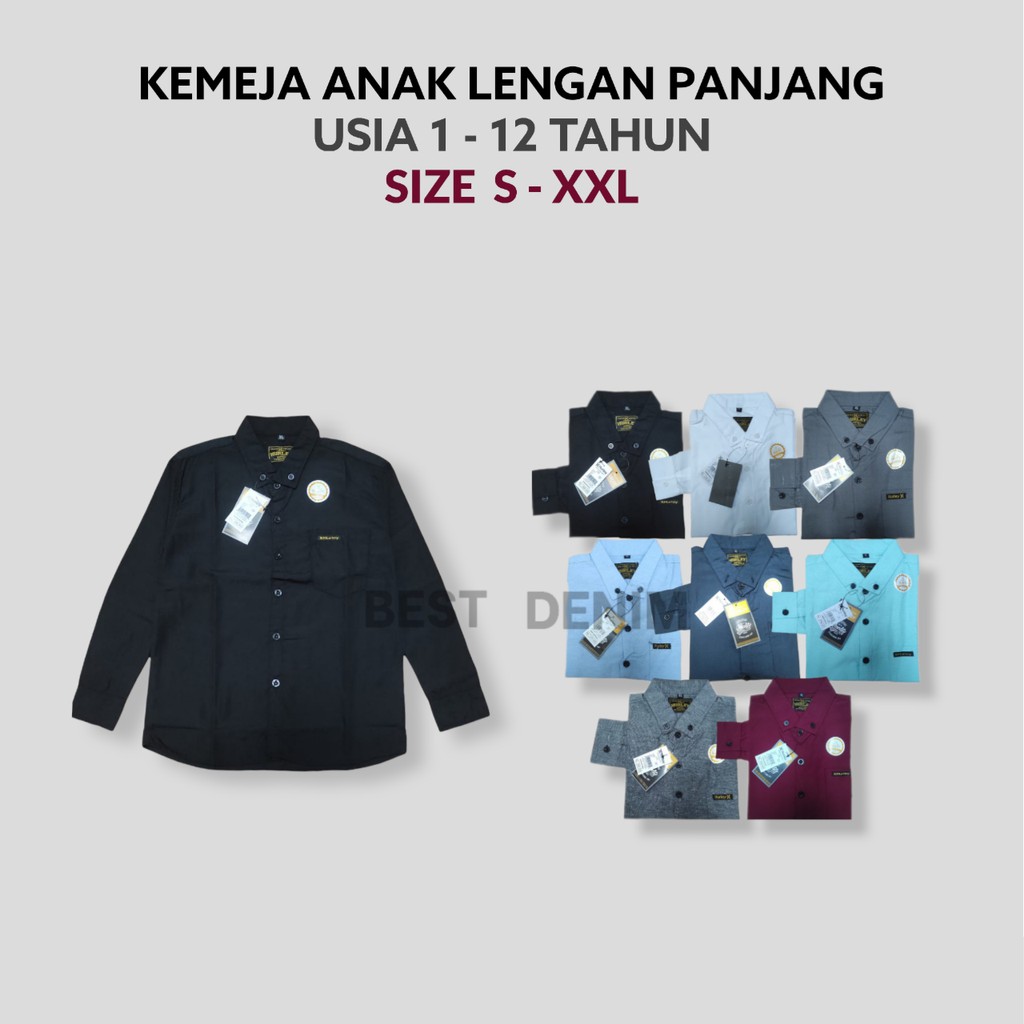 Baju kemeja anak laki laki Import 1-12 tahun Bayi Cowok Lengan Panjang