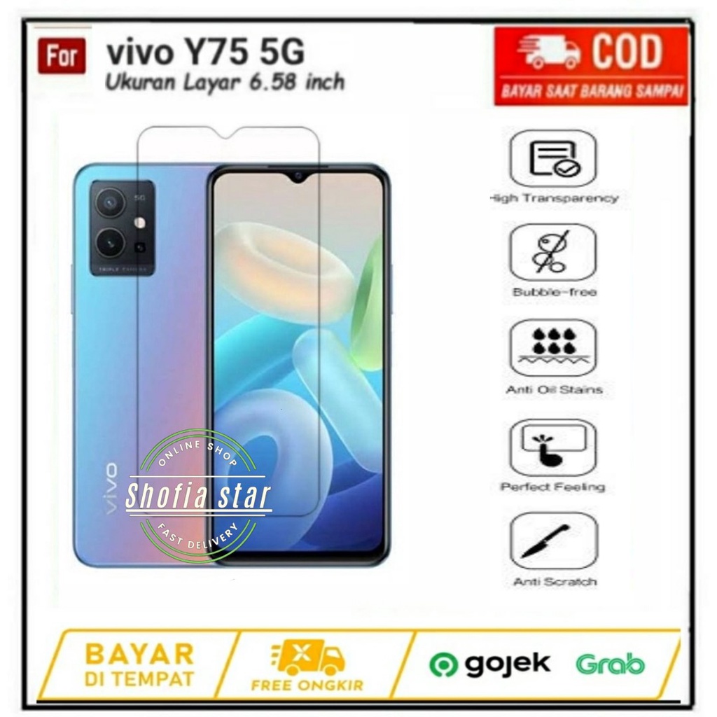 TEMPERED GLASS BENING VIVO Y75 5G TG LAYAR ANTIGORES KACA FULL COVER