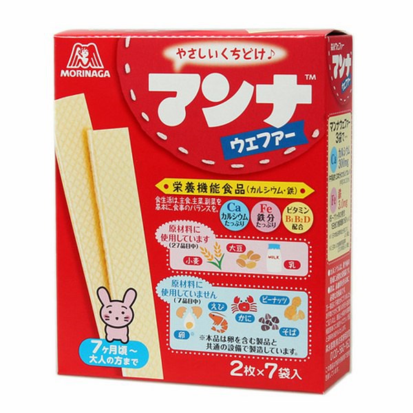 

Morinaga Manna Wafer [Biskuit Bayi - Untuk 9 Bulan Keatas] 35gr. snack anak jepang