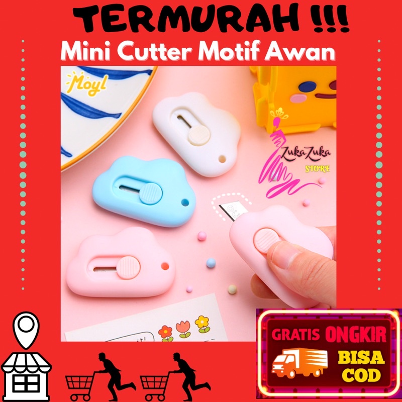 

TERMURAH!!! Mini Cutter Viral Lucu Bentuk Awan Aesthetic / Pemotong Kertas Mini Estetik / Alat Tulis Korea
