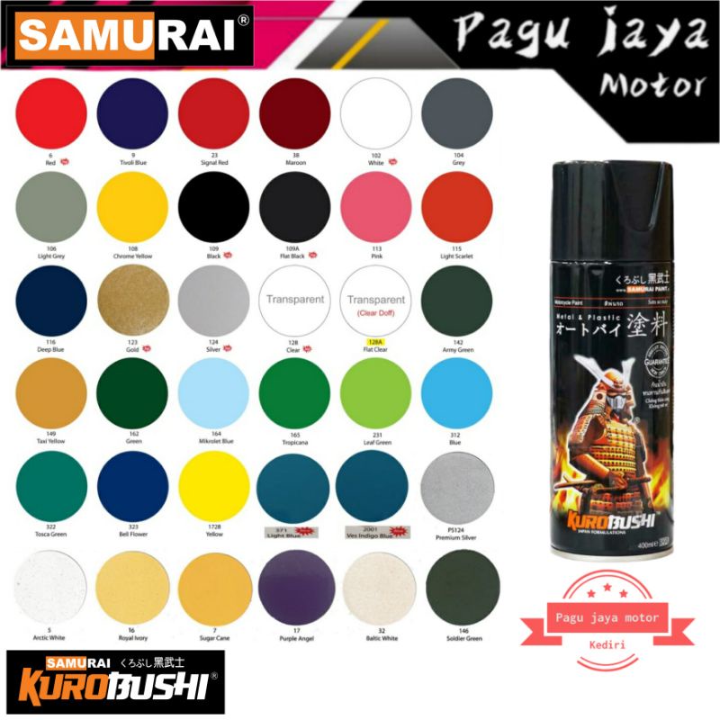 samurai paint 400cc semua warna standard color's cat semprot spray pilok pilox pylox