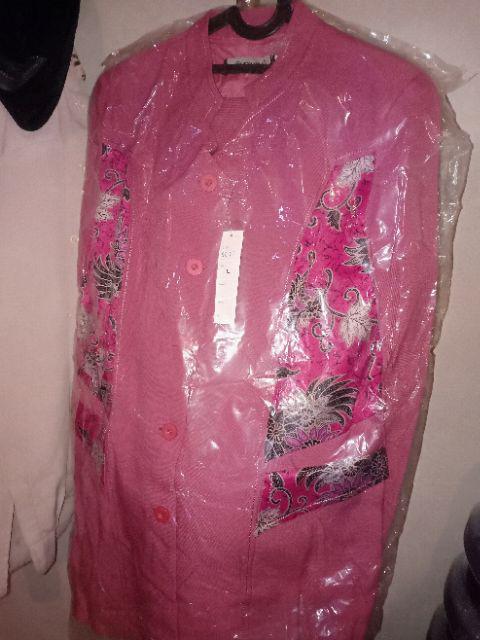 Diskon Setelan Baju Kerja Blazer Kantor Cewek Pink Girly Cantik Batik Shanghai Panjang Bank Klinik