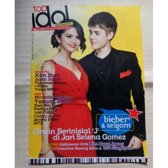 (PRELOVED) TABLOID TOP IDOL COVER JUSTIN BIEBER SELENA GOMEZ