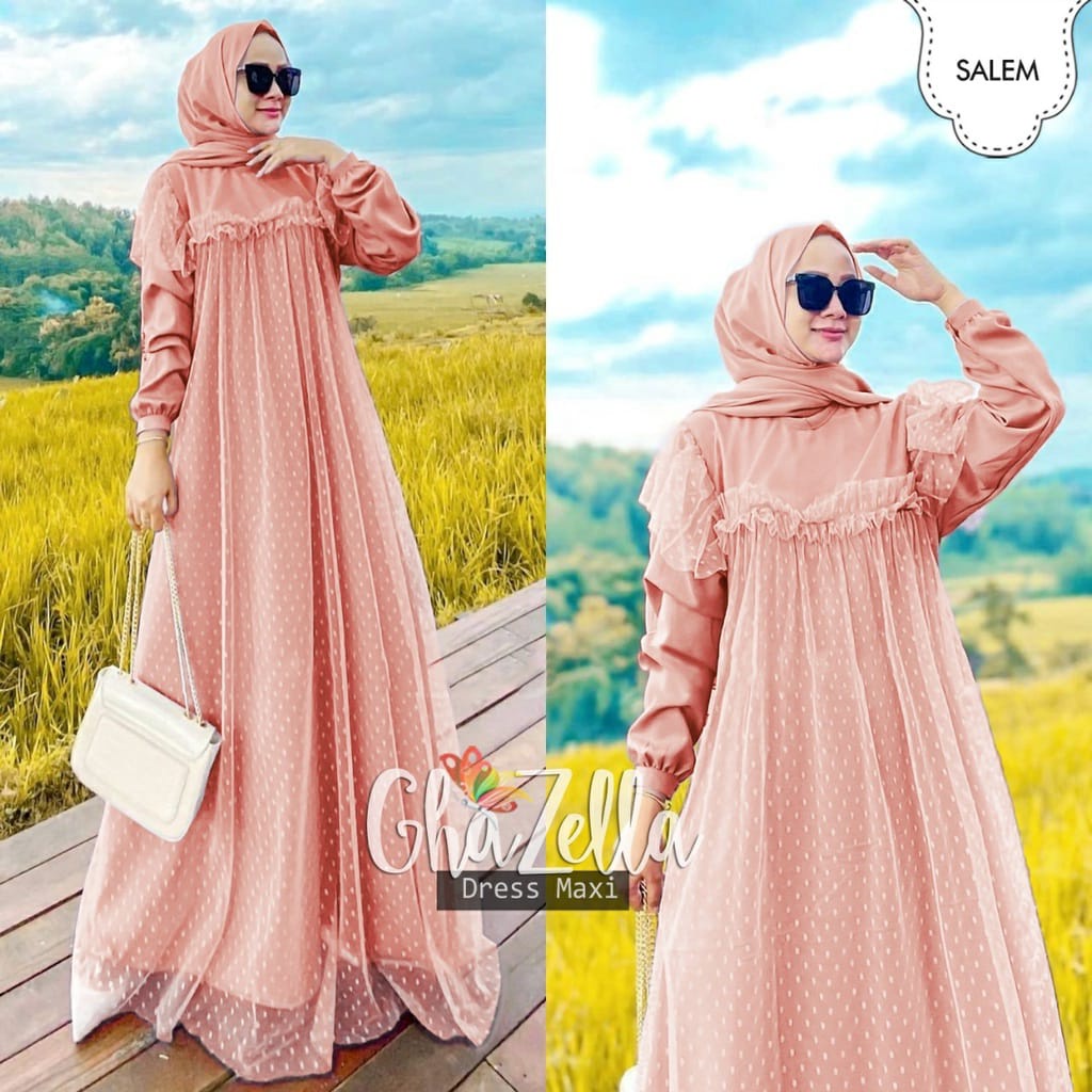 Modis | Gamis Tile Dot Zella | Maxi Dress Syari Muslim Muslimah | Promo