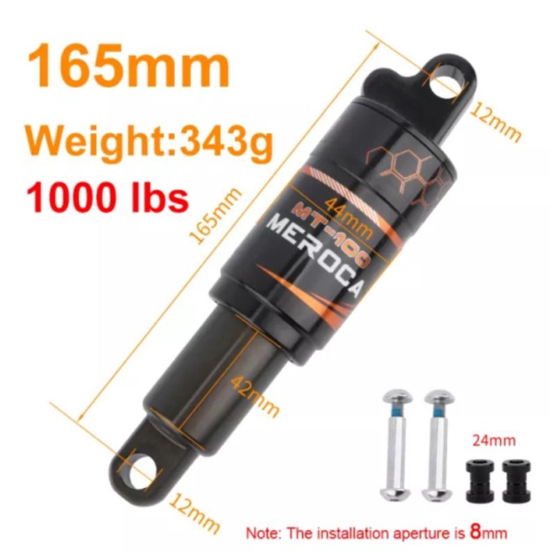 Meroca Rear Shock 165mm Rear Shock Oil Spring Panjang 165 Sepeda MTB