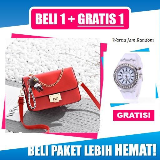 Tas Selempang Boneka Line Brown + Bonus Jam BW68