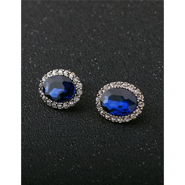 LRC Anting Fashion Royal Blue Gemstone Full Of Earrings D55155