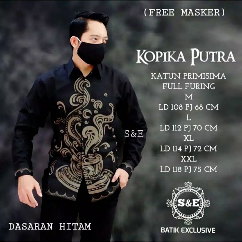 Batik Pria Motif KOPI PUTRA Full Furing Bahan Katun Halus Sragenan