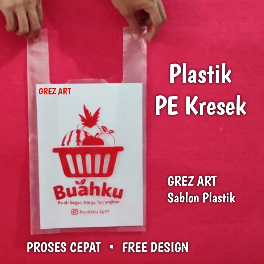 Sablon Plastik PE Kresek Bening 28x48  FREE DESIGN