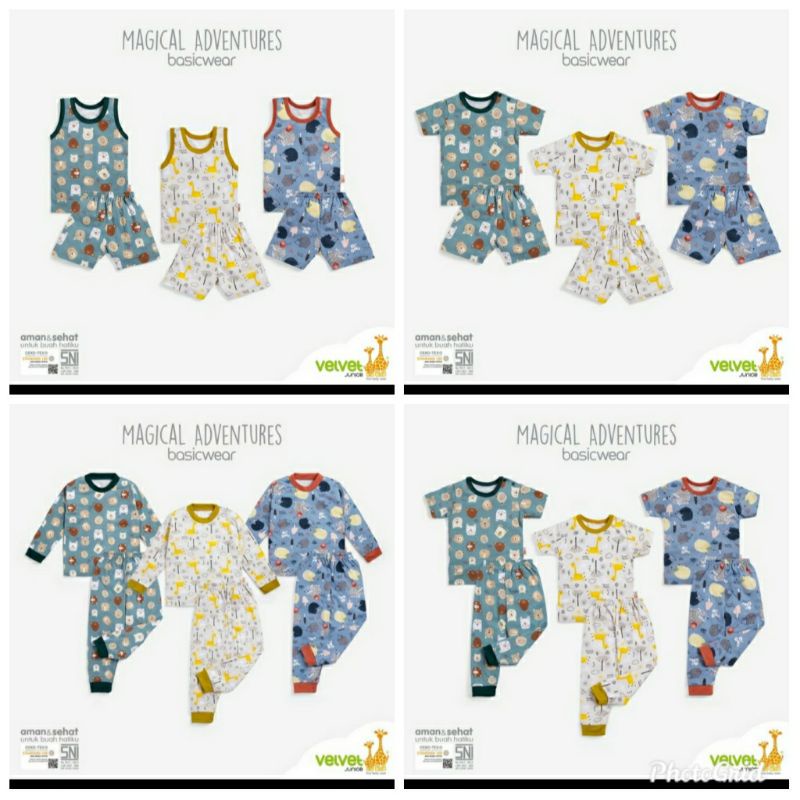 VELVET JUNIOR setelan oblong pendek celana panjang terbaru magical adventurer madagaskar