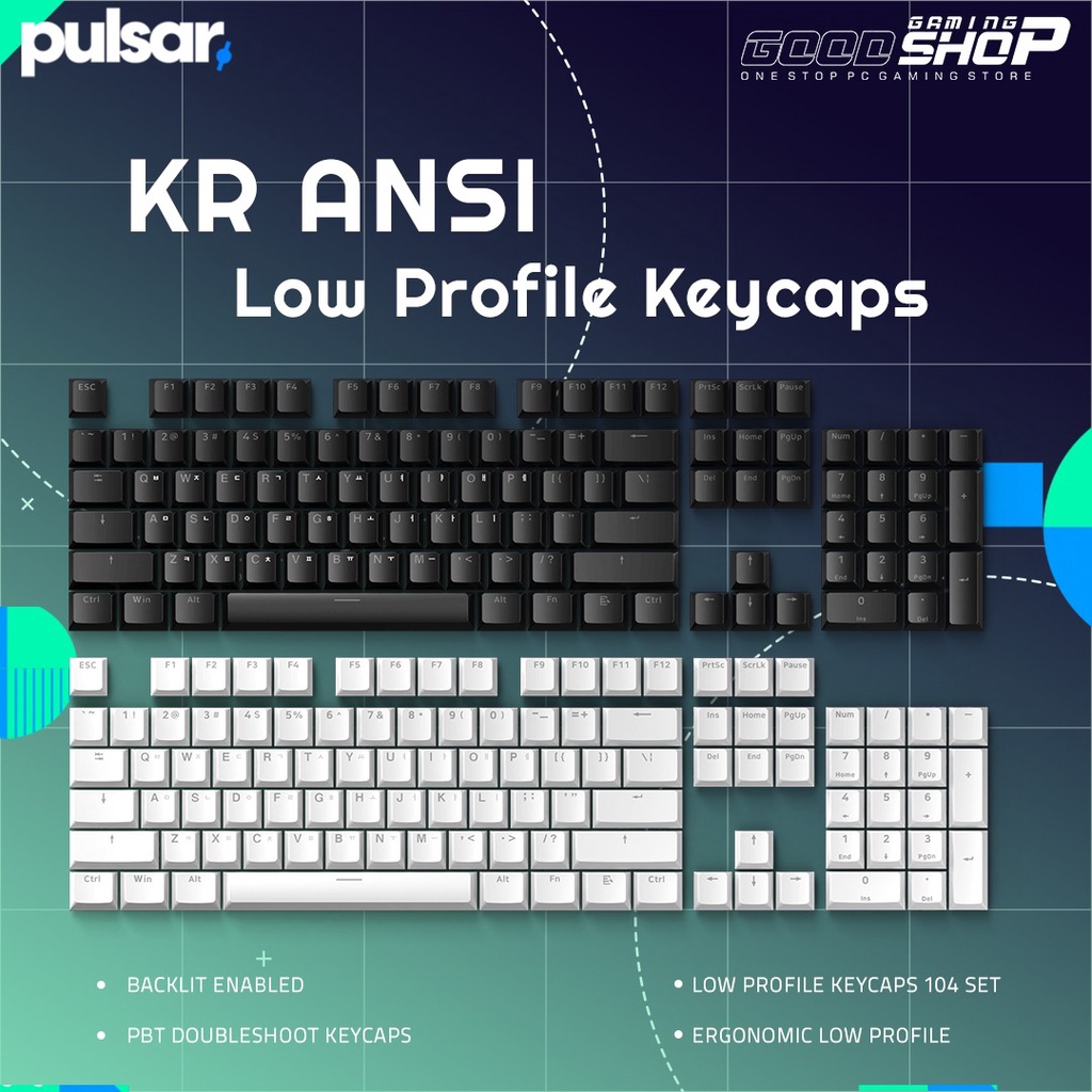 Pulsar Low Profile KR ANSI - PBT Doubleshot - Keycaps (104 Set US KR)