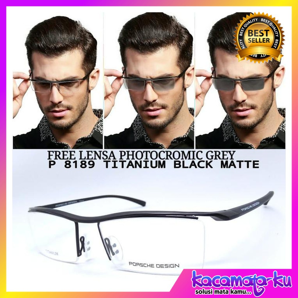 Frame Kacamata Pria Photocromic Sporty Porsche Senur Gantung Minus Baru