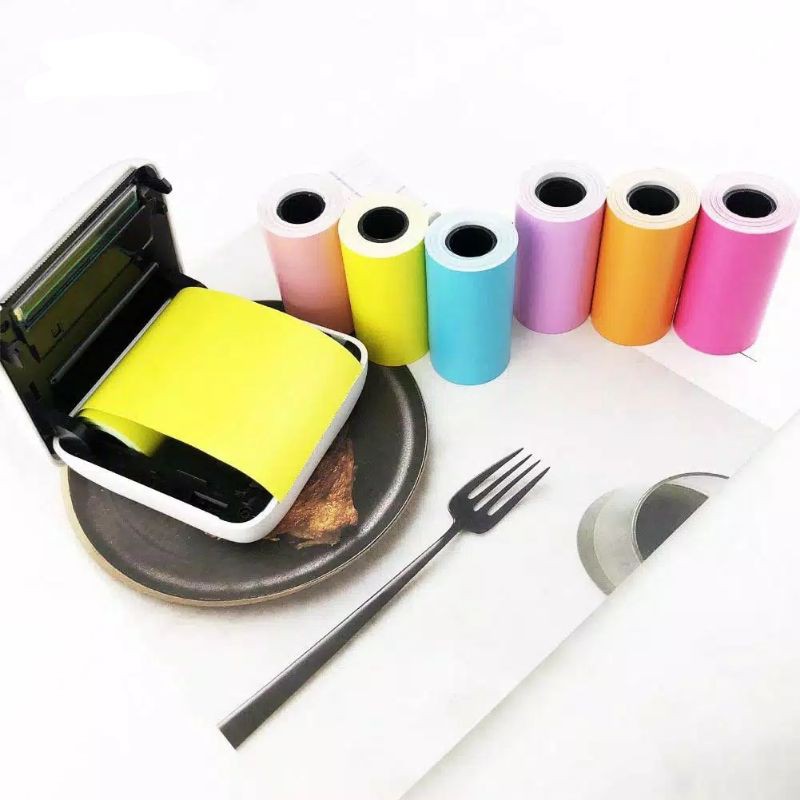 

kertas stiker warna untuk thermal printer peripage paperang 57x30mm a6 sticker label