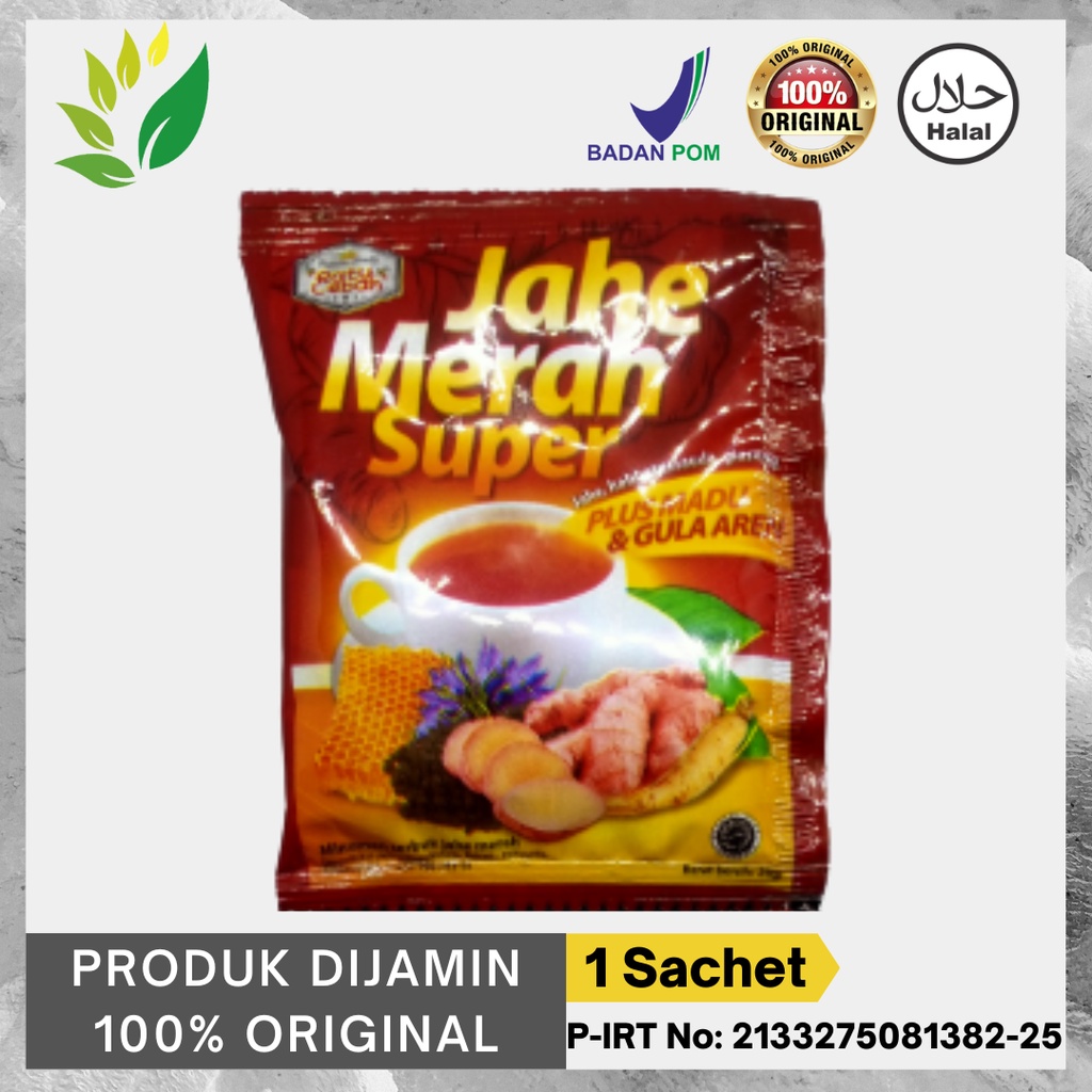 

Jahe Merah Super Ratu Lebah Plus Madu & Gula Aren Isi 1 Sachet