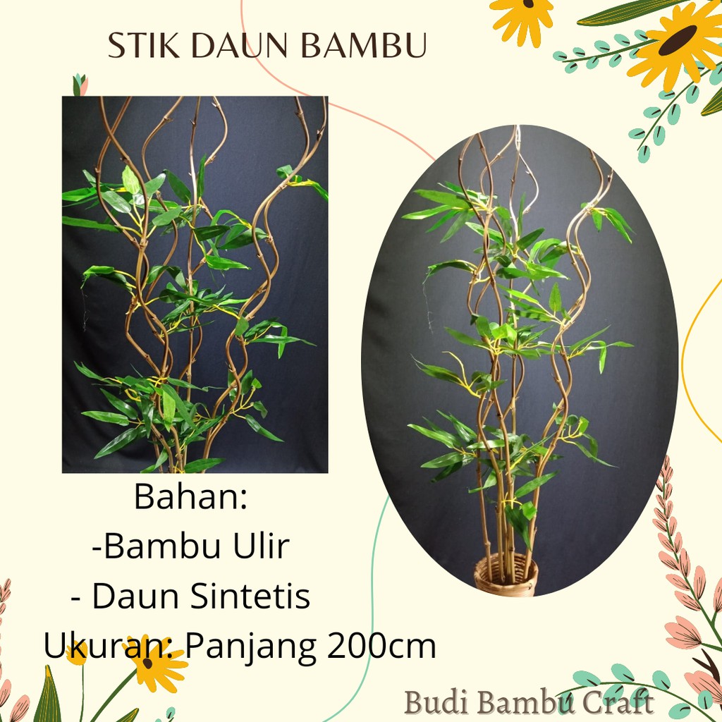 Dekorasi Stik Daun Bambu Ulir Cendani Hijau