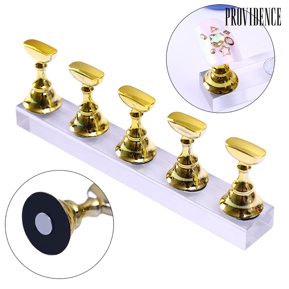 Providence 5Pcs Magnetic Nail Art UV Gel Polish Tips Stand Manicure Practice Holder Base