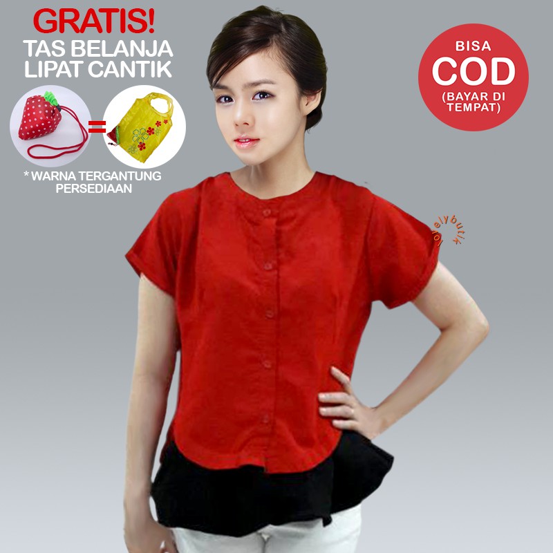 Lovely Regina Blouse Wanita Lengan Pendek - merah