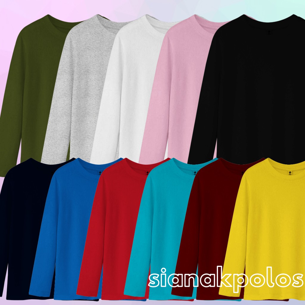 Baju Kaos Polos DEWASA tangan PANJANG Combed Premium Adem Baju Kaos Polos DEWASA tangan PANJANG Combed Premium Adem