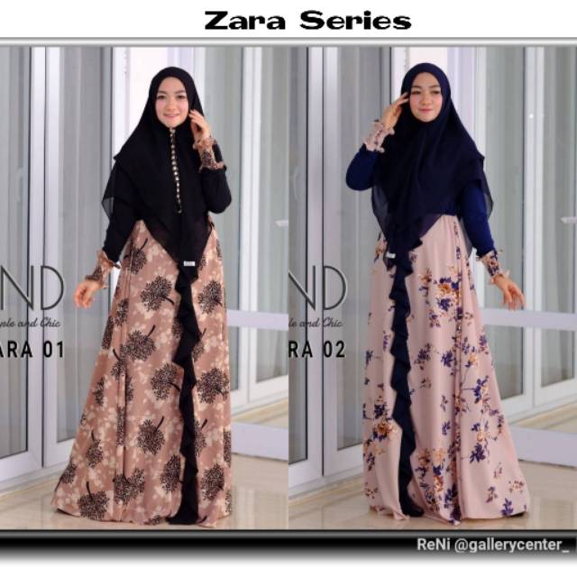 ZARA SERIES Original By RND SYARI. Gamis set printing premium simple n chic superr cantikk