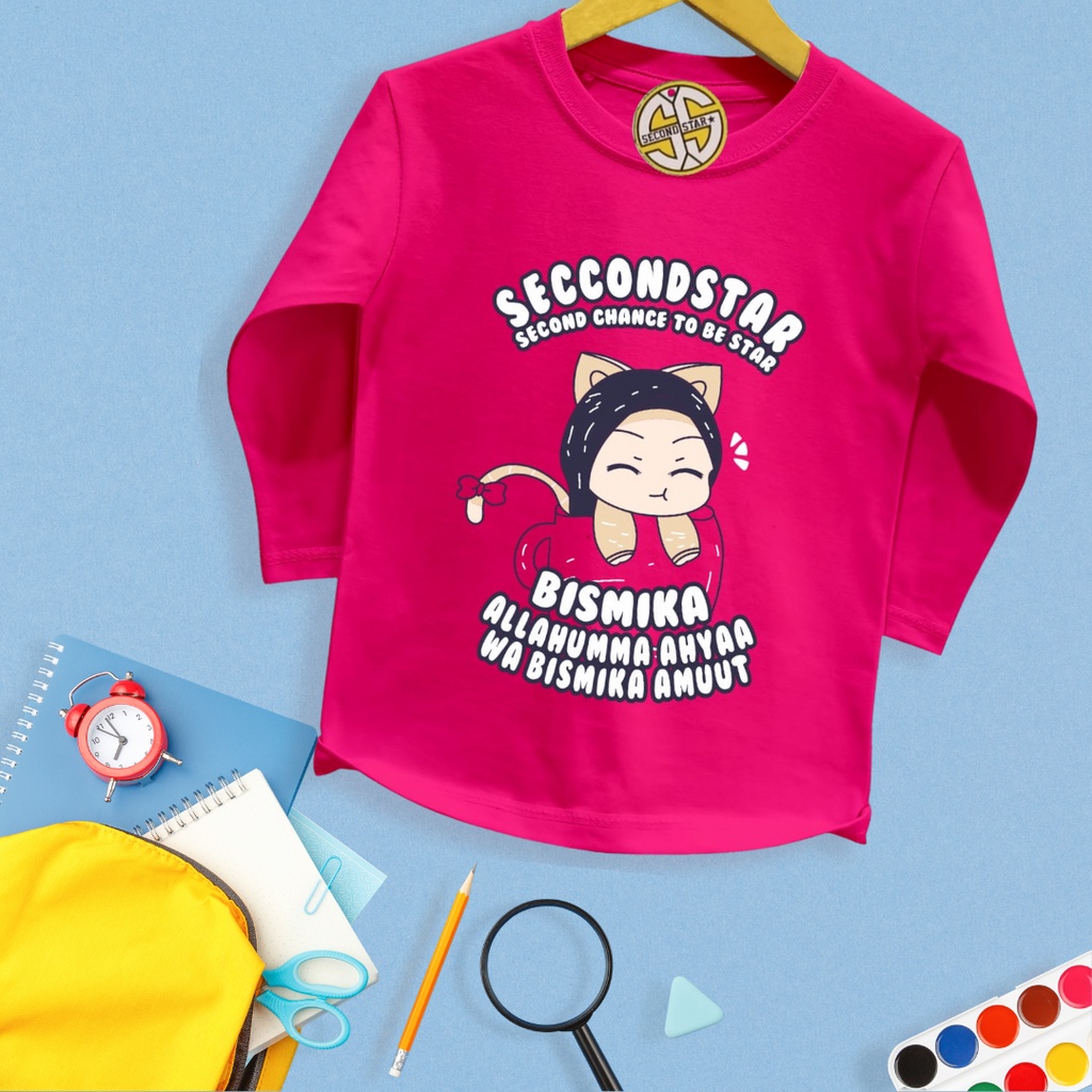 (S-M) Secondstar Kaos Tangan Panjang Anak Laki laki Perempuan Umur 1-4 Tahun Bahan Cotton -AMR153