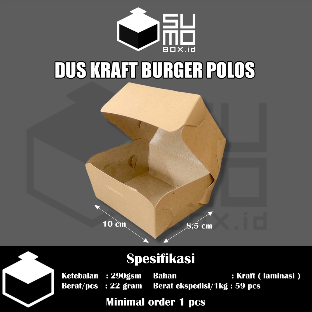 

Box Kraft Burger / Kotak Dimsum / Dus Snack Coklat Polos Laminasi 290gsm