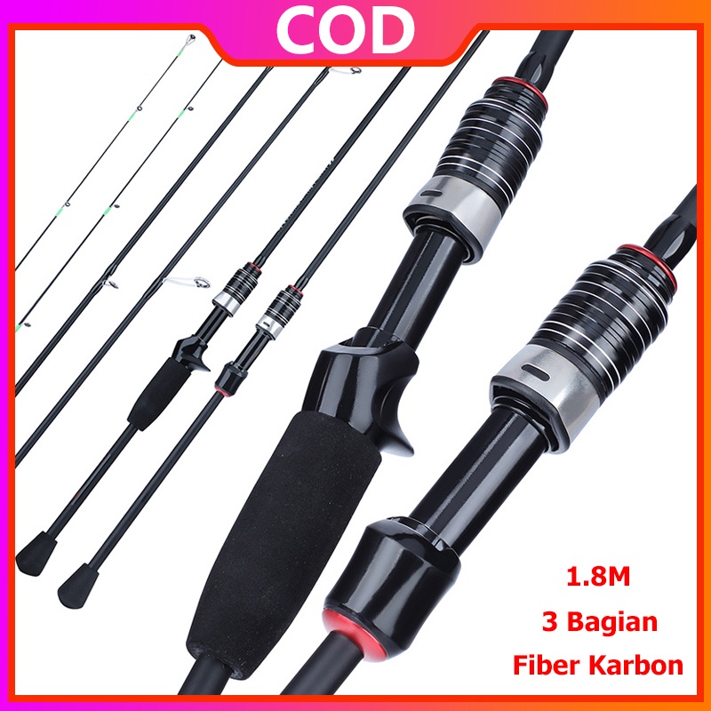 Sougayilang 3 Bagian Spinning / Casting Rod 1,8M Carbon Fiber Fishing Rod