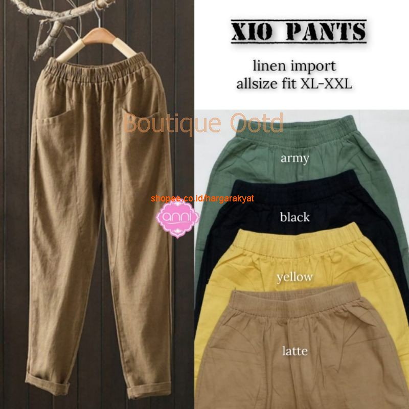 RANI XOXO PANTS - Celana Baggy Linen Pants Cigarette
