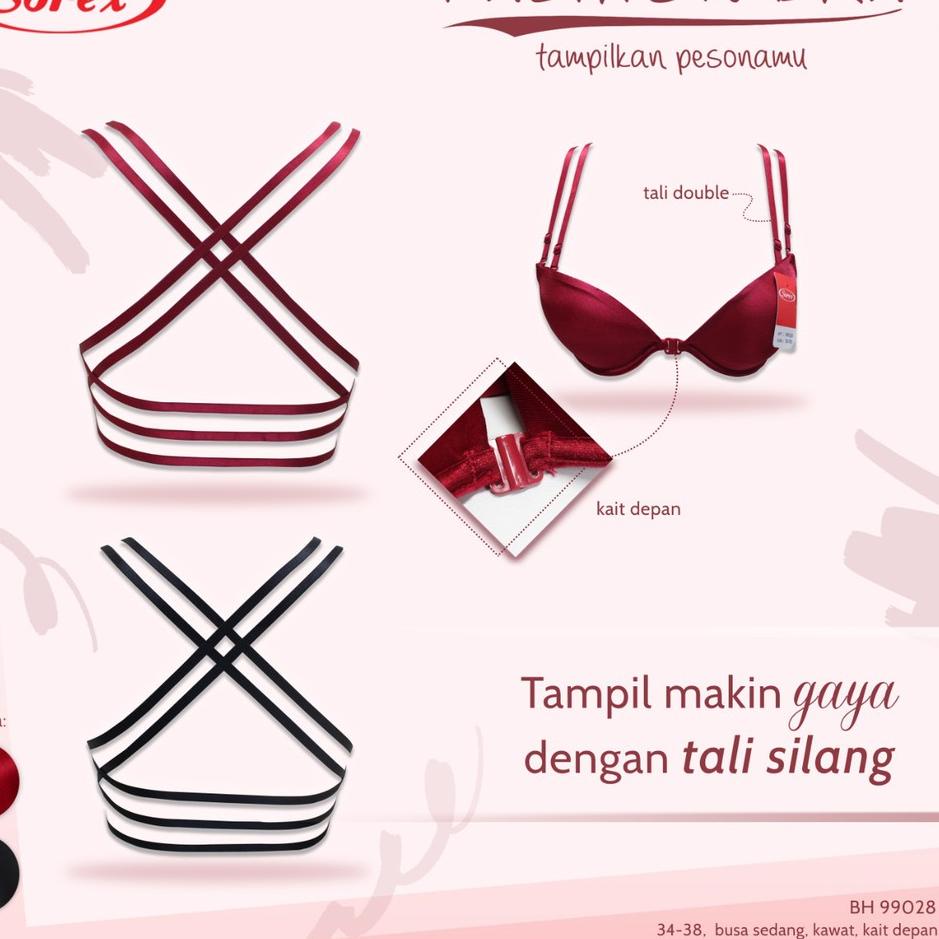LANGSUNG ATC.. Sorex Fashion Bra Pesta Tali Double X Kait Depan Busa Sedang Kawat Setara Cup B BH 99