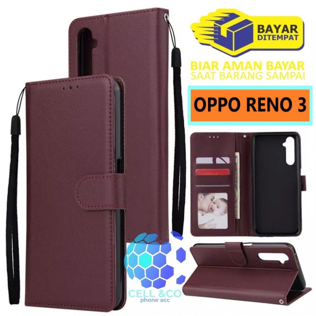 Flip cover OPPO RENO 3 Flip case buka tutup kesing hp casing flip case leather wallet