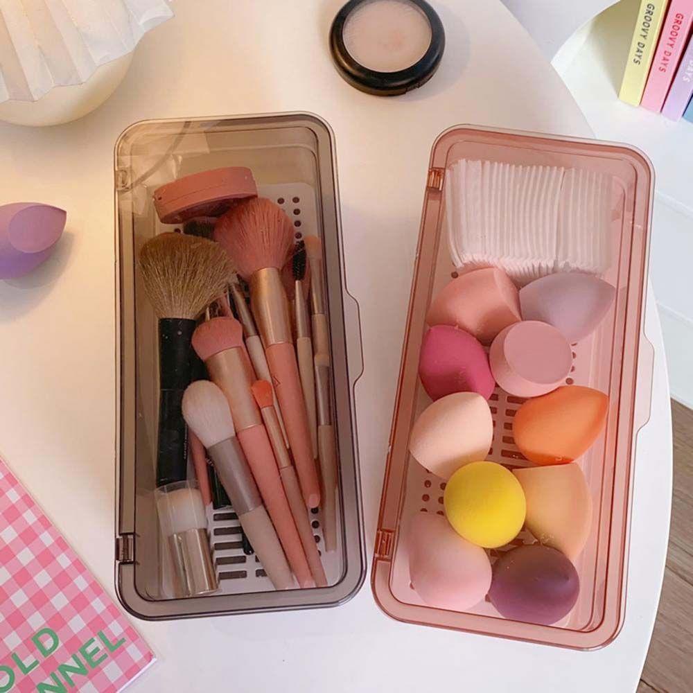 Agustina Organizer Kosmetik Plastik Simple Portable Beauty Egg Dust-proof Persegi Panjang Dengan Tutup