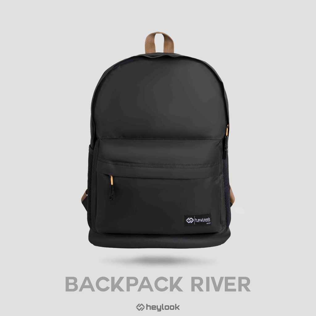 Tas Ransel Sekolah Kuliah Kampus Kerja Kantor Polos Murah Tas Waterproof Distro Backpack Tas Punggung Gendong Pria Wanita Full Black