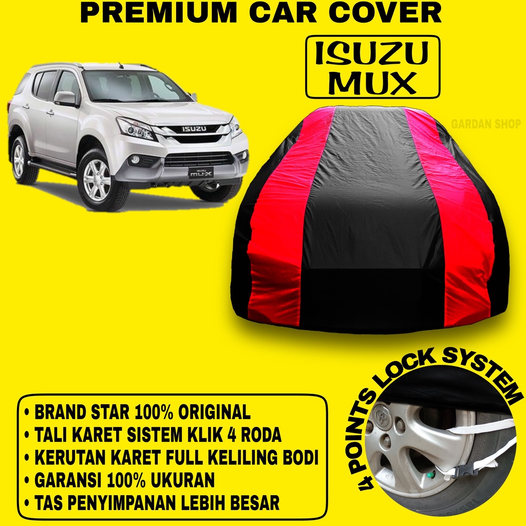 Body Cover ISUZU MUX Sarung Strip MERAH Penutup Pelindung Bodi Mobil Isuzu Mux Waterproof PREMIUM Cover