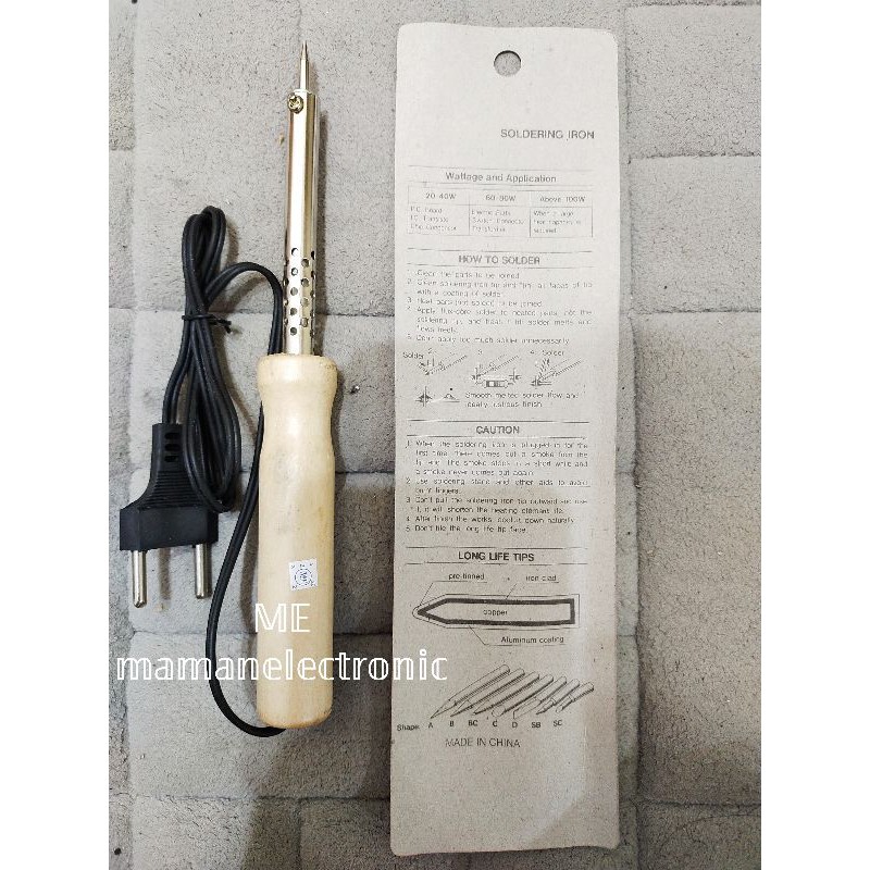 SOLDER KAYU 40WATT + KABEL / SOLDERING IRON 40 WATT