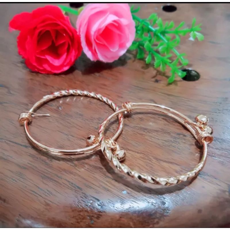 Gelang krincing anak melintir terbaru lapis emas 24 K 2 Pcs