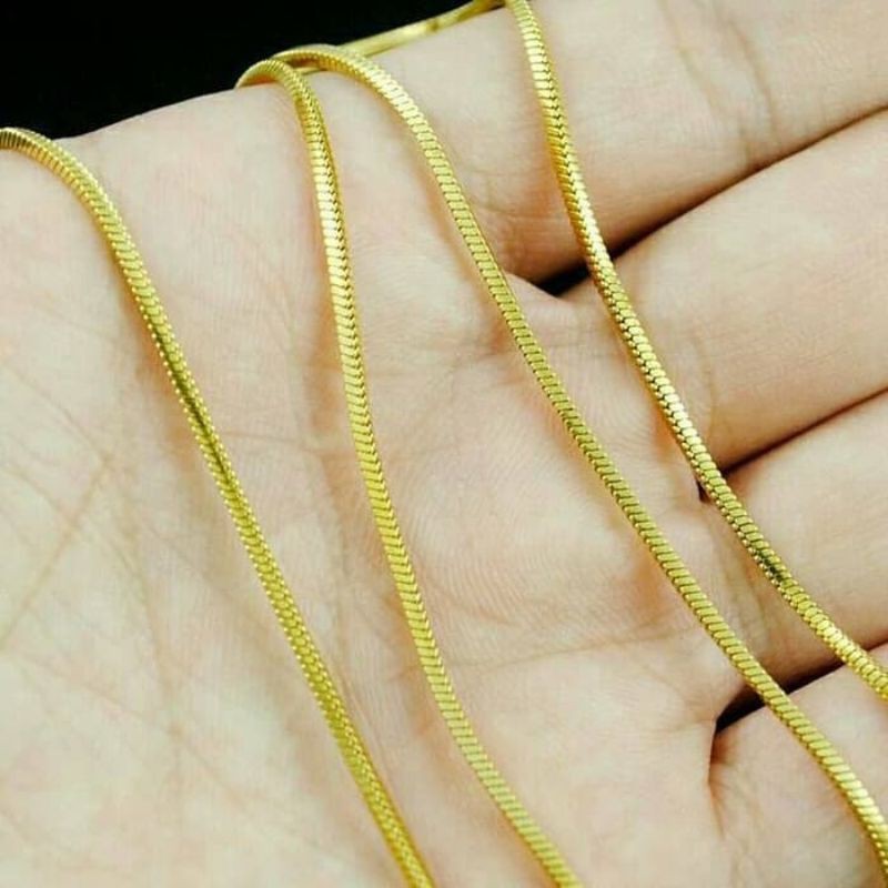 Kalung Pria Titanium Kotak berlapis emas gold Anti Karat dan Luntur Original