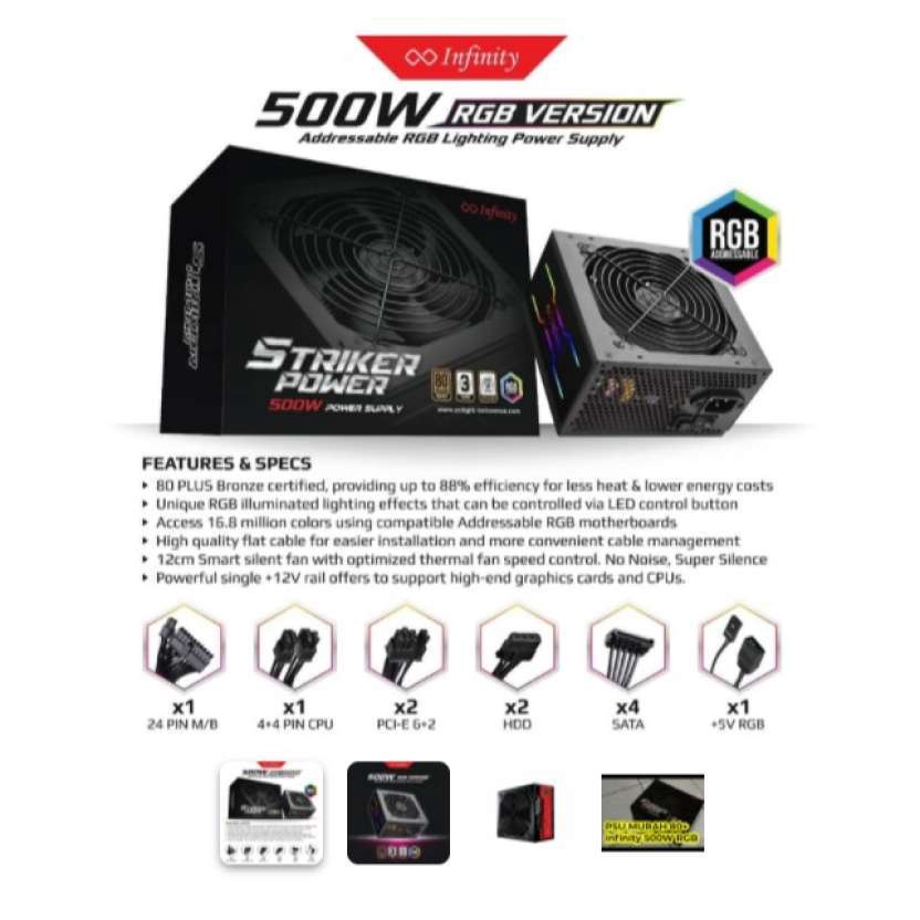 PSU INFINTY 500W 80+ BRONZE RGB POWER SUPPLY PURE