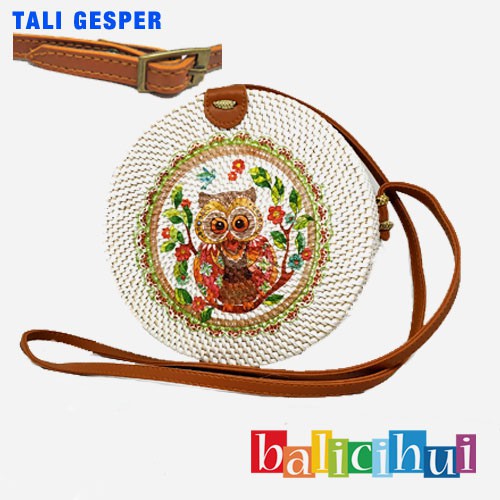 BALICIHUI TAS ROTAN BALI LUKIS OWL