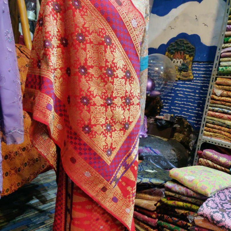 songket lepus bahan gebeng benang berlian ori