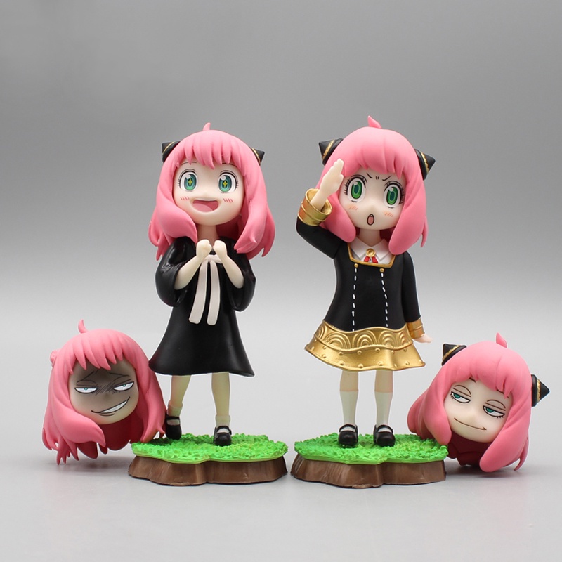 Mainan Action Figure Anua Chibi Loid Forger Yor Forger Kepala Dapat Berubah Bahan PVC Untuk Hadiah Anak