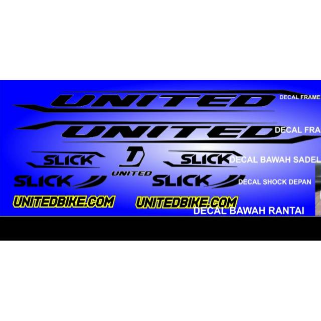 Decal stiker sepeda united slick. Fixie .MTB. masuk