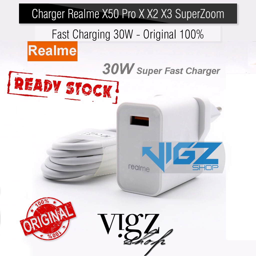 Charger Realme Fast Charging 30W Realme X50 Pro X X2 X3 SuperZoom Original